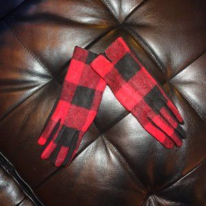 Red Plaid Touchscreen Gloves (Women's OS)